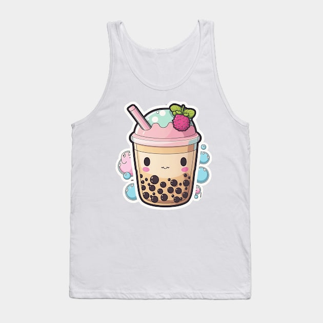 Cute Bubble Tea Cartoon Anime Boba Drawing Tank Top by kiddo200